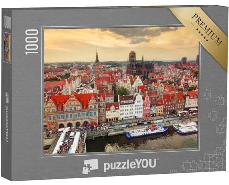 puzzleYOU: Puzzle 1000 Teile „Panorama der Altstadt von Danzig, Polen“ – aus der Puzzle-Kollektion Danzig, Europäische Städte