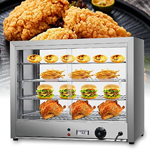 Heiße Theke, 800W Edelstahl Warmhaltevitrine 30-85°C 4 Etagen Wärmeschrank Speisenwärmer Restaurant für Warmhaltetheke Kantinen Bäckereien