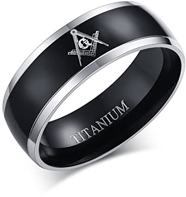 Banemi Ring Herren Edelstahl, Engagement Rings Couple Edelstahl Negro Masónico Hypoallergen Fingerring Geburtstagsgeschenk Größe 65 (20.7)