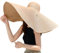 Chapeaux de paille de plage surdimensionnés pour femmes, chapeau de plage à large bord pliable à enrouler chapeau de soleil d'été en plein air, kaki, L-XXL