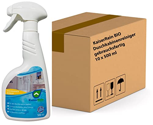 KaiserRein Duschkabinenreiniger mit Lotuseffekt/Abperleffekt 10 x 500ml für die einfache Reinigung ohne nachwischen streifen freies abtrocknen