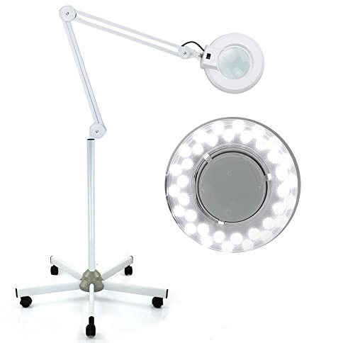 8X Dioptrien Linse LED Lupenleuchte, Lupe mit Licht Und Ständer, Lupenlampe Kaltlicht Kosmetik Lupe Standlupe Lamp, für Kosmetikstudio auf Stativ