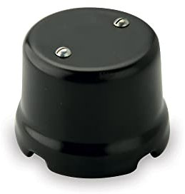 Amarcords - Vintage Anschlussdose aus Porzellan mit 4 Steckdosen. Kabel- und Drahtabdeckungen aus Keramik in Retro-Farbe SCHWARZ