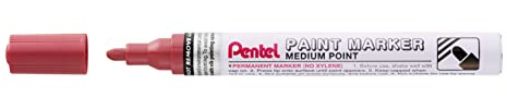 Pentel MMP10 Paint Marker, 4.5mm Medium Bullet Tip, Metallic Pearl Red ink (One Pen)