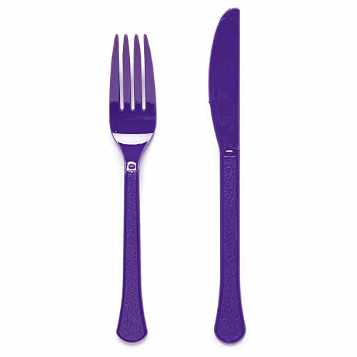 Amscan 9915411-213 - Purple Eco-Friendly Re-usable Dishwasher Safe Mixed Cutlery - 24 Pack