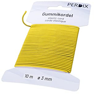perdix Gummiband, elastische Kordel 3 mm, 10 m gelb, Gummiband für Armbänder, Zelt, Rucksack, Garten, Hutgummi, Gummischnur