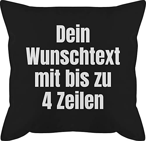 Kissen 50x50 - Aufdruck selbst gestalten - Wunschtext - 50 x 50 cm - Schwarz - texten zum erstellen personalisierte Text schmusekissen individuellem Personalized Pillow 4 zeilen