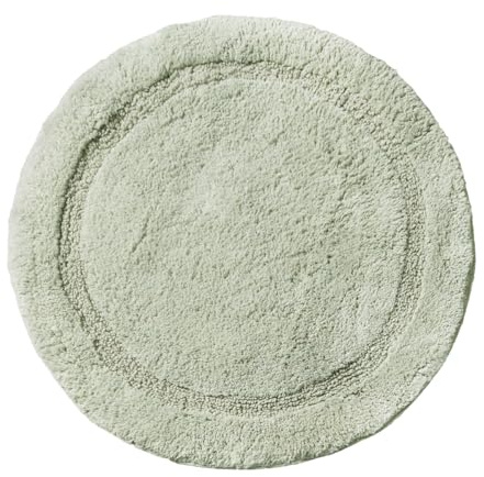Allure 100% Cotton Round Bath Mat Non Slip - Luxury Deep Pile, Soft & Absorbent, Circle Bathroom Rug (Sage Green)