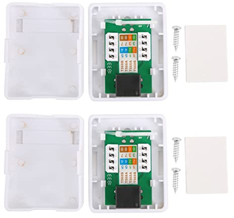 Mount Box, Cat6 Mount Cat 6 Wall Plate, RJ45 Connectors Female Baseboard Box 2Pcs RJ45 Mount Box Cat6 Single-Port Desktop Information Network Junction Boxes with