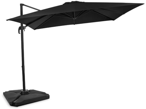 VONROC Parasol Déporté 3x3 m avec Dalles – Parasol Cantilever Inclinable 360° UV 50+ – Housse Incluse – Noir GP506XX_C2