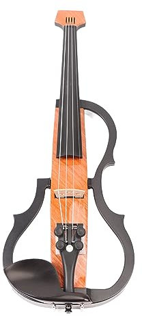 Elektrische Violine, 4/4 Leises Elektrisches Violin-Set für Anfänger und Erwachsene, Leises Violin-Set mit Bodenfliesenmuster aus Kohlefaser, Eingebauter Tonabnehmer Zum Üben,