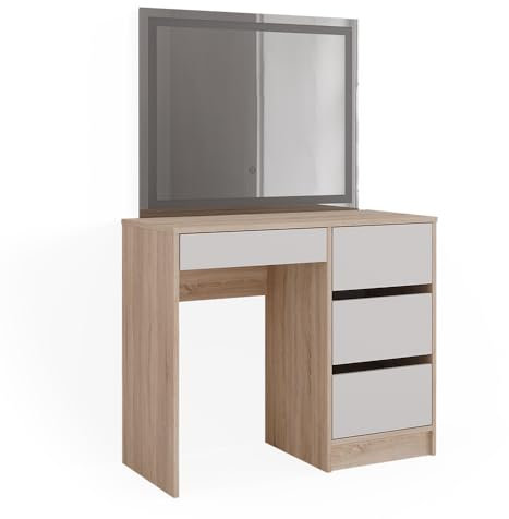 Vicco Coiffeuse Sherry, Sonoma/Blanc, 90 cm avec Miroir LED