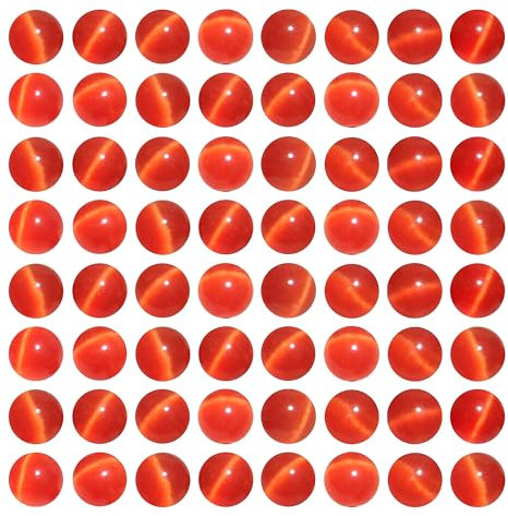 MJDCB 60 piezass Cuentas de Ojo de Gato Rojo 6mm Abalorio de Cristal Redondas Sueltas para Hacer Joyería Pulsera Collar Pendientes Bisutería Accesorios