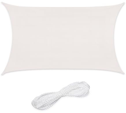 Relaxdays Voile d'ombrage rectangulaire, 3 x 4 m, Toile ombrage, Tissu PE-HD, avec tendeurs, Blanche