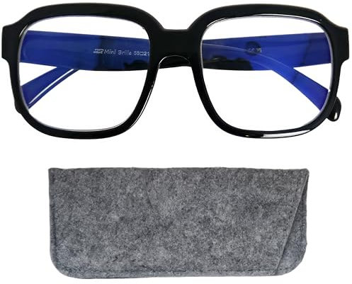 Mini Brille Stilvolle Vintage Lesebrille Dicker Rahmen mit XL großen kratzfesten Gläsern, Gratis Etui, Kunststoff Brillengestell (Schwarz), Blaulichtfilter Lesehilfe Damen und Herren +1.0 Dioptrien