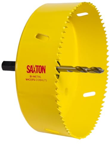 Saxton HSS Hole Saw Cutter M42 Bi-Metal 8% Cobalt Heavy Duty + Arbor (14mm – 230mm) (121mm + Arbor)