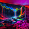 Simpkeely Schwarzlichter Fantasy-Wasserfall-Planet Wandteppich, UV-reaktiver Naturteppich, Neon-Landschaft, Berg-Wellen-Wandbehang – 180 x 300 cm
