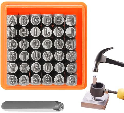 Forhandy 37 Stück Schlagzahlen 3mm Set, Schlagbuchstaben Metallstempel Stahlwerkzeug Prägestempel, Schlagstempel Zahlen zum Stempeln von Metall Holz Leder Kunststoff