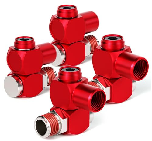 TAILONZ PNEUMATIC Blu 1/4 di pollice Raccordo girevole per utensili ad aria 360 gradi Connettore tubo aria girevole industriale Adattatore portatile per utensili ad aria (Confezione da 4)