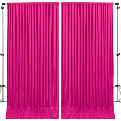 10x10ft Hot Pink Backdrop Curtain for Wedding Parties Wrinkle Free Fabric Fuchsia Drapes Backdrop Decoration for Baby Shower Birthday Photography Decoration 2 Panels, 5ft x 10ft