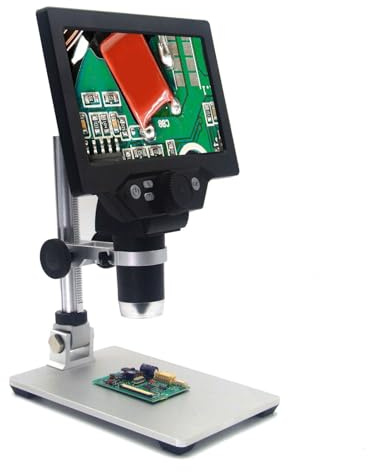 7 Zoll LCD Digitalmikroskop, 1200 fache Vergrößerung, 12 MP Fokussierendes Lötmikroskop, 8 Einstellbare LED Leuchten, 1080P Mikroskop Zum Löten von Münzleiterplatten, PC