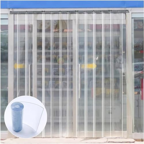 Türvorhang Pvc Streifenvorhang Fliegenschutz Vorhang Länge 180cm - 300cm Dicke 1,3mm - 3,3mm Transparente Wasserdicht Winddicht Stallvorhang Insektenvorhang(Color:Dicke 1.3mm,Size:2pcs 15x215cm)