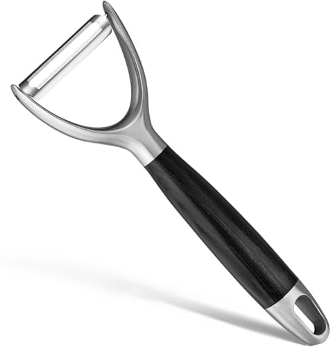 KULUNER 304 Stainless Steel Multi-Function Kitchen Peeler - With Solid Wood Handle, Sharp & Durable Blade, Effortlessly Peels Vegetables and Fruits, Essential Kitchen Tool