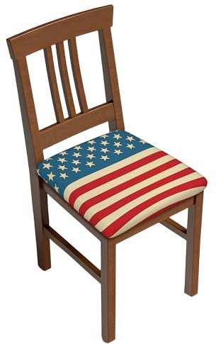 Stuhlsitzbezug 4er Set, Usa Flag Stars Stripes Esszimmerstuhl Sitzkissen Schutzbezüge Waschbarer Stuhlhusse für Bankett, Küche, Party, Hotel