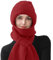 CheChury Strickmützen Damen Mützenschal Winter Integrierter Gehörschutz Winddichte Mütze Schal 2 in 1 Wintermützen und Schal Damen Kapuzenschal Frauen Winterschal Warme Mütze mit Fleecefutter,Rot