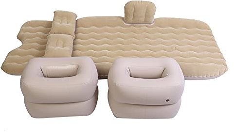 BAFOVY Aufblasbare Matratze aus Weichem, Beflocktem PVC, Bequeme Luftbetten, Unterstützt Schweres Gewicht, Inklusive Kissen und Hockern. Verwenden Sie Es für Camping, Reisen oder Alles,