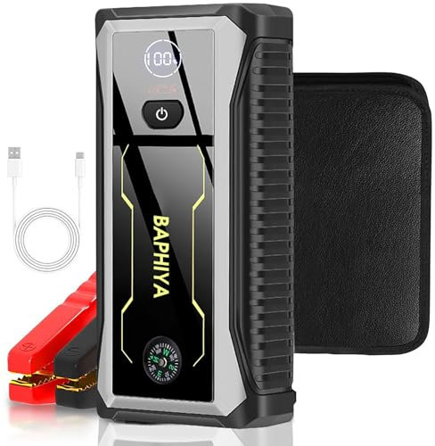 BAPHIYA Jump Starter Power Pack-J17, 2000A Peak 12V Car Battery Booster Jump Starter for up to 6L Gas/4L Diesel, Portable Powerbank with Car Charger, 4 LED Modes& LCD Digital Display