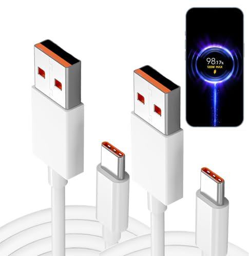 Wonvify 2 Pcs Cable de Carga 120W USB C para Xiaomi, 6A 1.5M Cable de Datos USB para Xiaomi 13T Pro 12T Pro 12T 11Tpro, Cable de Turbo de 67W para Xiaomi 12 Lite 12X 11T, Redmi Note 11 11S Pro...