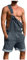 YOSUWOAI Jeans Salopette da uomo in denim, vestibilità normale, estiva, corta, con tasche multiple, da uomo, casual, da lavoro, con spalline regolabili, pantaloni in jeans, O grigio., XXXL