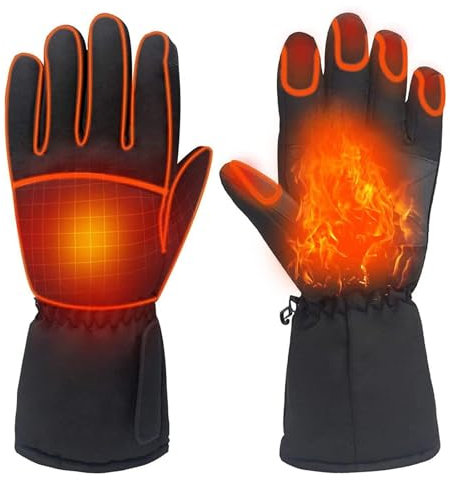 ZZOSRDR Heated Gloves, Electric Rechargeable Battery Heating Gloves for Men Women, Waterproof Thermal Heating Gloves, Winter Motorcycle Cycling Riding Hunting Fishing SKi Snow Mittens Hand Warmer