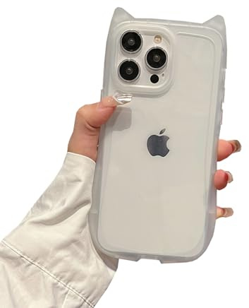 Sunswim Compatible with iPhone 15 Pro Case Cute Kawaii 3D Cat Ears Girls Women Clear Flexible Soft TPU Transparent Shockproof Protective Phone Case Cover for iPhone 15 Pro-Clear