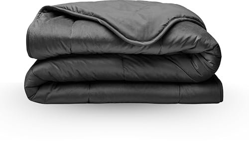 Zelesta Velvetbed Bettdecke - Waschbare bettdecke ohne Bezug - Samtstoff Bettwäsche - Winterdecke und Sommer-Bettdecke - Duvet - 4 Jahreszeiten - Anti-Allergene Steppdecke (Anthracite, 140x200 cm)