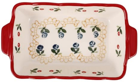 Ciieeo Placa Para Hornear De Cerámica Fuente De Hornear Asa Utensilios De Cerámica Para Asar Fácil De Limpiar