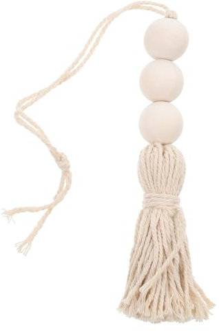 HAWILLOSCH Wooden Bead Decoration Natural Bead Door Hanger Wall Hanging Tassel Bunting Home Festival Decor