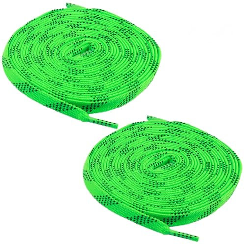 1 Par de Cordones para Hockey, Cordones Anchos para Patines de Hockey Sobre Hielo, 96 Pulgadas, Color Verde, Duraderos y Resistentes al Agua, para Deportes de Invierno y Uso Diario