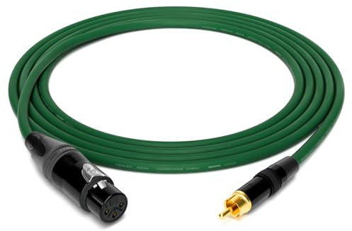 enoaudio Mogami 2534 Quad Professionel Studio Kabel | Neutrik Gold XLR female - Cinch RCA | HiFi, Green, 1.0 m