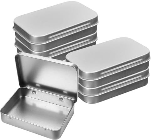 6 Pezzi Vuoto Incernierato Scatola di Latta Contenitore di Latta, 9.5 x 6 x 2cm Scatole Rettangolari Vuote in Latta, Mini Scatola in Metallo con Coperchio per Casa Dolci E Piccoli Oggetti(argenteo)