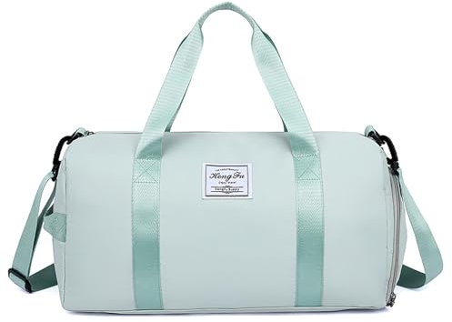 Sac de Sport Léger pour Homme et Femme, Sac de Voyage et Sac à Main, avec Compartiment à Chaussure et Compartiment Humide pour Sport, Fitness, L'entraînement, Voyages, Week-End et Vacances (Vert)