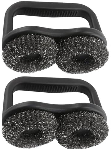 Brosse à Grille Barbecue, 2pcs épurateur de Grill à Double Coussin en Acier Inoxydable avec poignée de poignée Facile - Nettoyer de Grill extérieur Lavable