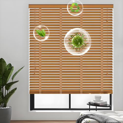 Holzjalousie Innen, Jalousien, Blinds, Jalousie Holz Fenster Innen 50mm Lamellen Sichtschutz Maßanfertigung 120x180 cm weiß(Walnut)