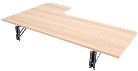 Dokiiovo 100x60cm Wandklapptisch, Wandmontierter Tisch aus MDF, Wandmontierter Klapptisch Wandklapptisch, Montierter Klapptisch für Arbeitszimmer, Schlafzimmer, Küche (Helle Walnuss)