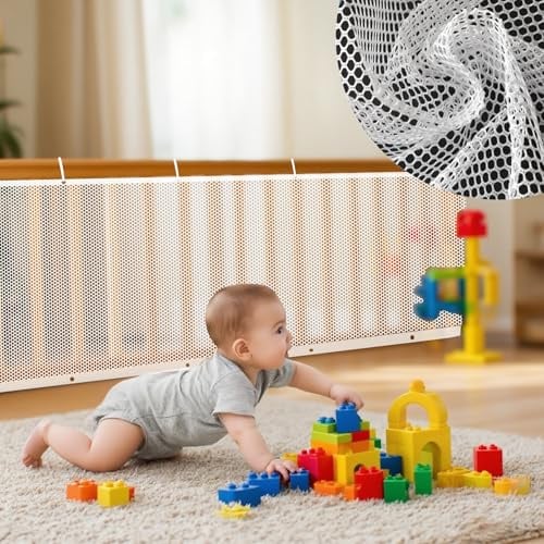 ROEOWENE Kinder Sicherheitsnetz Treppe,3mx0.9m Treppenschutznetz für Kinder | Baby Balkonnetz Treppengeländer Terrassenschutznetz Treppe Geländer Zaun Mesh Haustiere Safety Net Kids