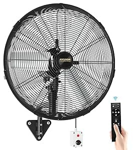 AVUXOR Ventilador de pared para exteriores con control remoto de 24'', ventilador de pared oscilante de 4 velocidades con motor CC sin escobillas completamente sellado, ventiladores industriales de