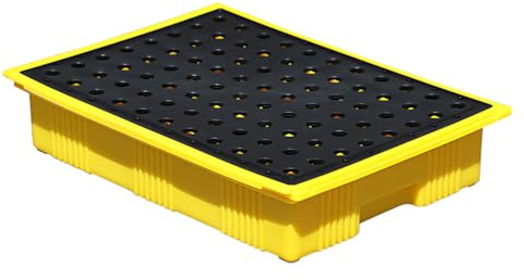 Vexorium Spill Tray with Removable Grid – Chemical-Resistant Bund Containment Tray, Easy to Clean for Oil Drums, Laboratory and Industrial Use,49 * 36 * 10cm