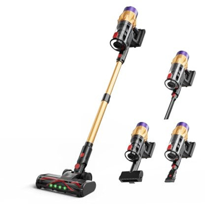 bergxperten Y90 pro akku staubsauger Kabelloser Staubsauger 45000Pa 550W 70Min - 1,5L Akkustaubsauger mit LED - Touchscreen, Anti - Tangle - Bürste und 8 - Schichten - Filter für Hartböden