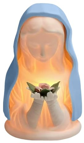 Mary-Figuren-Nachtlicht – 18 cm, warmleuchtende Statue, sanfte Beleuchtung, Handwerk, Heilige -Lampe, Weihnachten, Schlafzimmer, Kinderzimmer, College, Nachttisch, Zuhause, Geburtstag